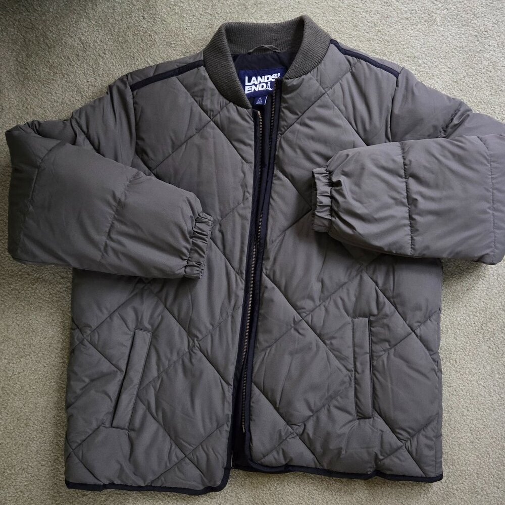 Lands End Women's Insulated Quilted Primaloft ThermoPlume Bomber Jacket, Large